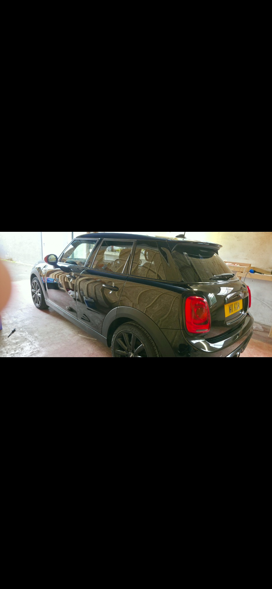 Glossy black paint after machine polishing